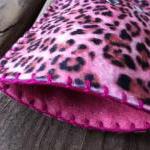 Felt Pink Cheetah Iphone 5 Case With Silver Studs