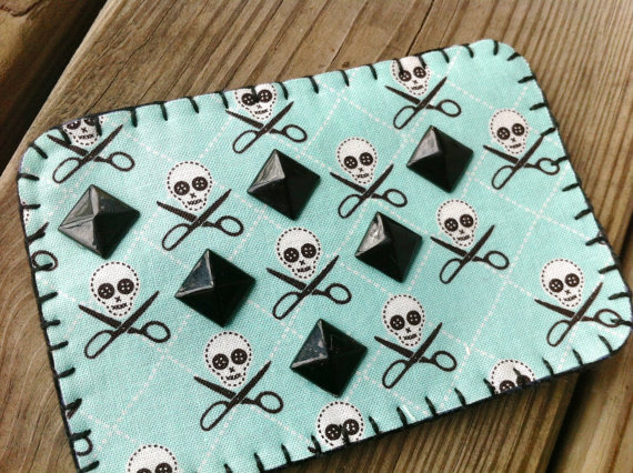 Skull & Scissors Studded Card / Pill Pack Sleeve